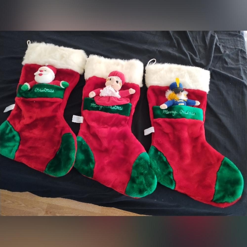3 Vintage 1990s Quality JC Penny's Christmas Collection Plush Attached - Picture 1 of 12